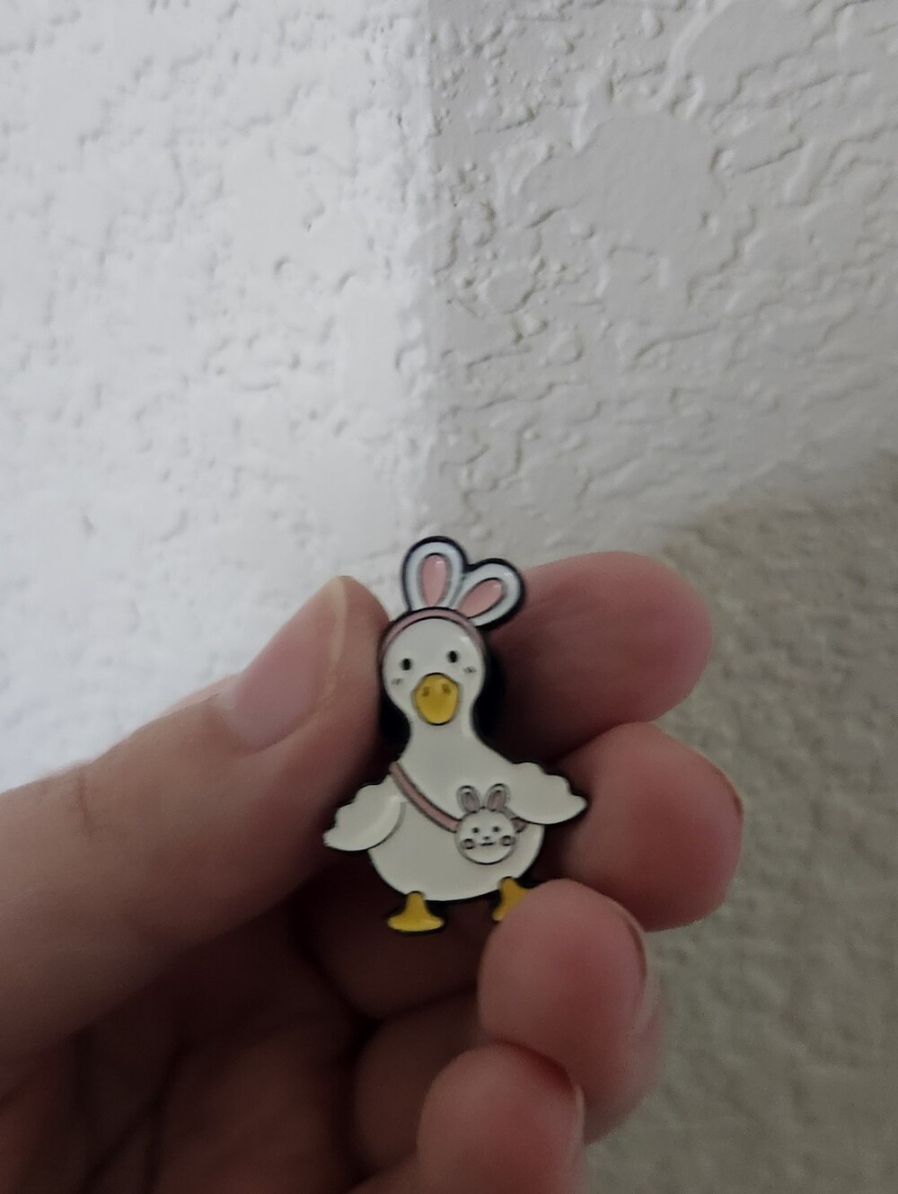 Pink White Silly Goose Enamel Pin